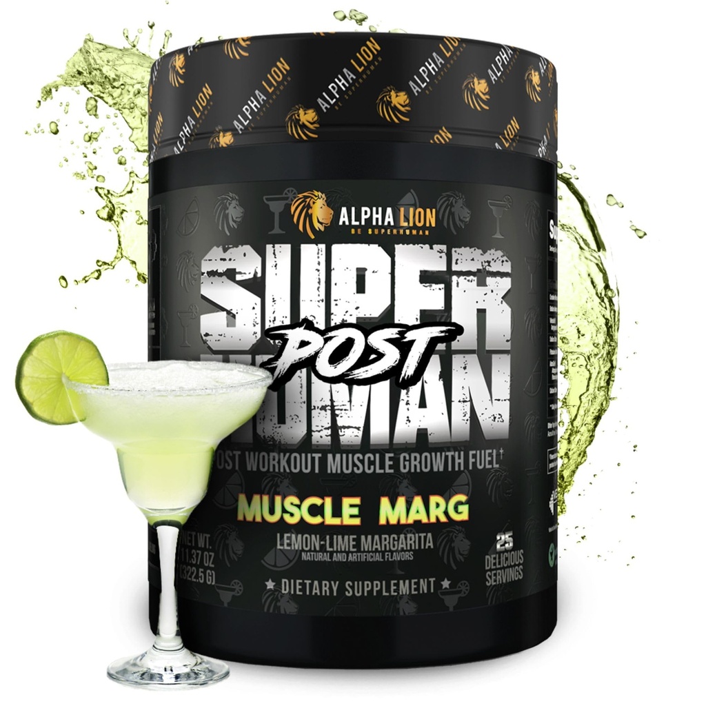 Alpha Lion Superhuman Workingout Powder,肌肉建构器饮料,Creatine Monohydrate + More for Lean Muscle Growth, 力量与体积, 女性与男性补编(25 services, 肌肉 Marg)