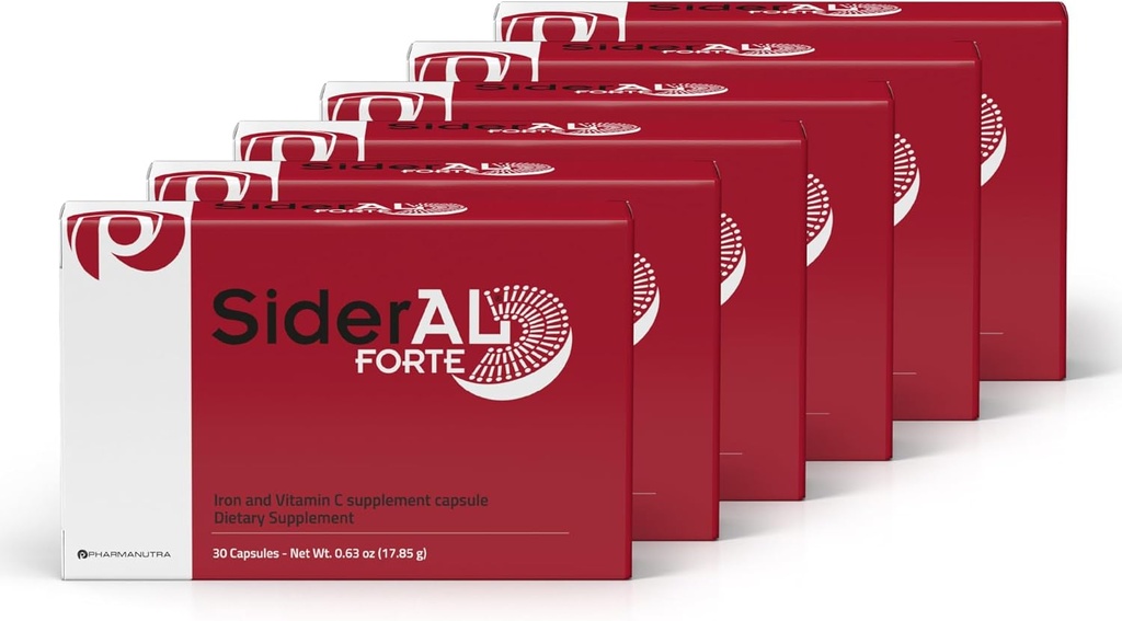Sideral Forte 铁补充剂和男女维生素C -- -- 缺血和贫血支持补充剂 -- -- 高吸附剂 -- -- 胃上的温柔 -- -- 非便秘 -- -- 180盖