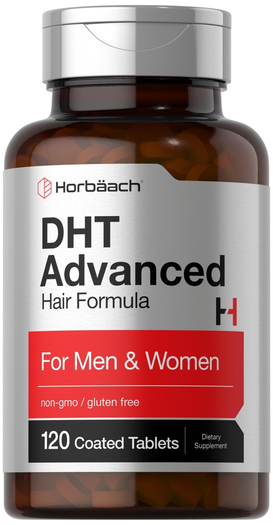 Horbäach DHT 高级发型公式 120块平板电脑 非GMO 和 Gluten 自由发型公式 与 Saw Palmetto, Kudzu 和 Fo-Ti 混合