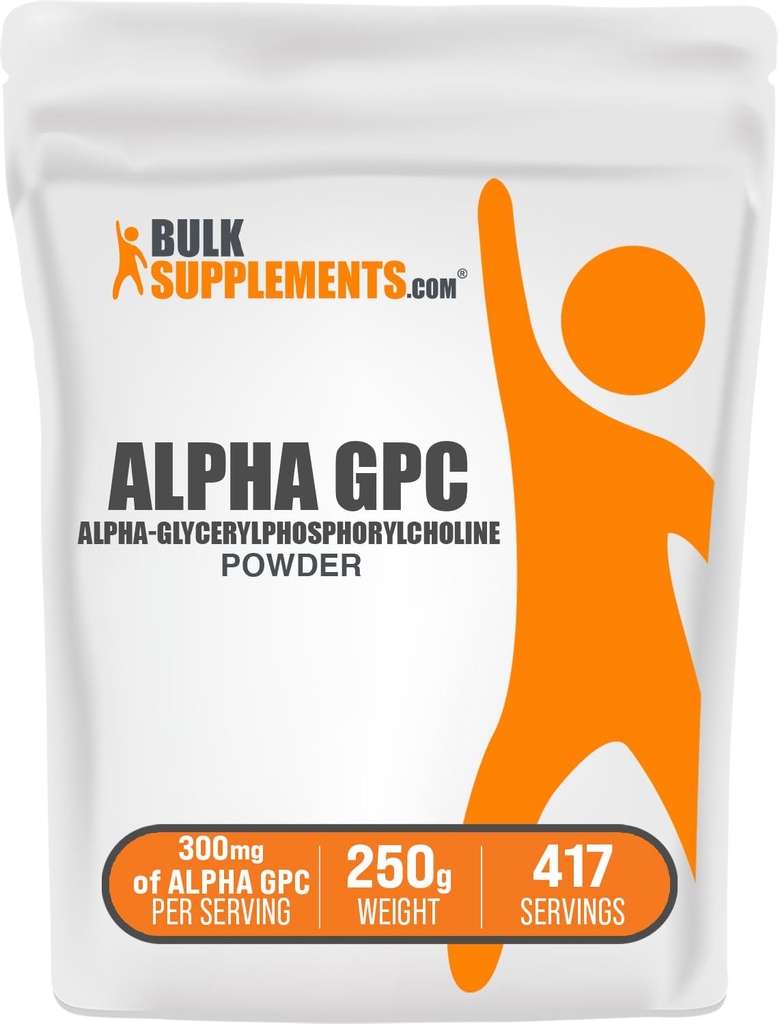 Bulk Assupports.com Alpha GPC 粉末 - 乔琳补充,Alpha GPC 300mg - 不受欢迎的 & Gluten Free, 每架600mg, 250g (8.8 oz) (Pack of 1)