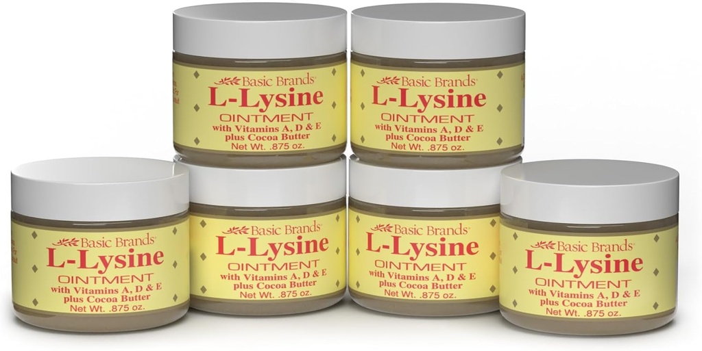 基本品牌 - L-Lysine Ointment - 0.875 oz - Lysine 冷血治疗和布莱斯特救济 - Soothes 夹嘴和干皮 - 6-Pack