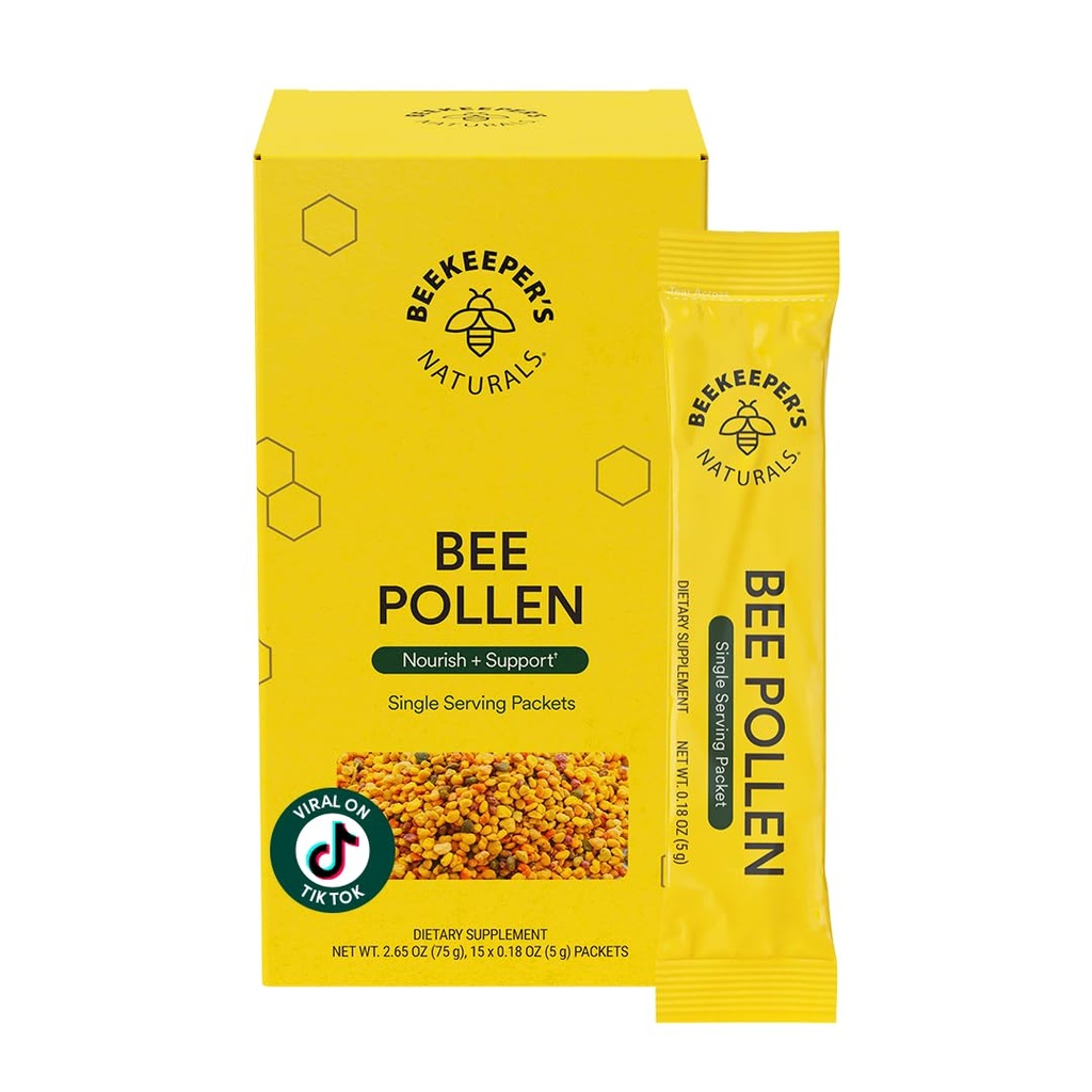 养蜂人自然——100% Raw Bee Pollen 棒包,天然保温酶,维生素B的来源,矿物,氨基酸和蛋白质 - Paleo & Keto Friend, Gluten Free (15ct)