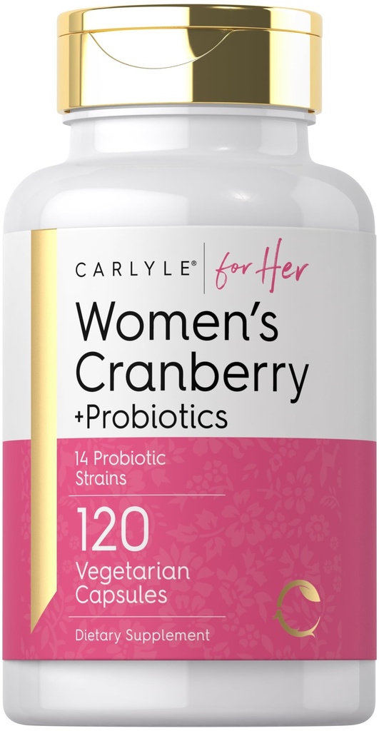 卡莱尔女子Cranberry Plus Probiotics 120 Capsules 配有14个 Probiotic Strains 配有植物学,Non-GMO,Gluten Free Supplements 配给她