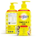 PetJesty Pure Omega 3 Oil for Dogs & Cats 26.39oz - Omega 3 Skin & Coat 支持宠物的液体食品补充 - Vegan宠物 + DHA 用于联合功能,Immune & Heart Health,非鱼类油狗和猫