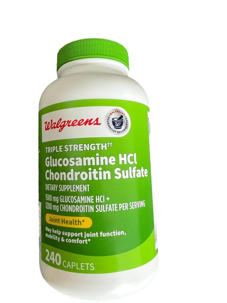 沃尔格林斯 Glucosamine Chondroitin 三重强度 1500毫克 Glucosamine HCL 1200毫克 Chondroitin - 240卡普林