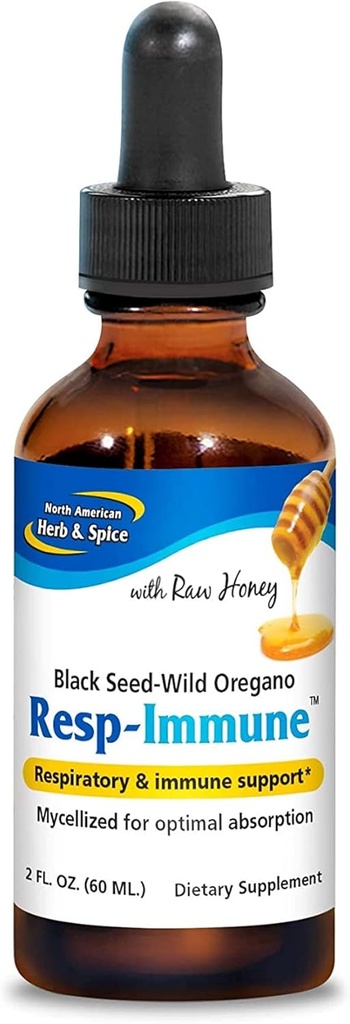 北美HERB & SPICE Resp-Immune - 2 oz - 呼吸与免疫支持 - 黑种子,Oregano P73 石油与生蜜 - Mycellized for 优化吸收 - 非GMO - 39 服务