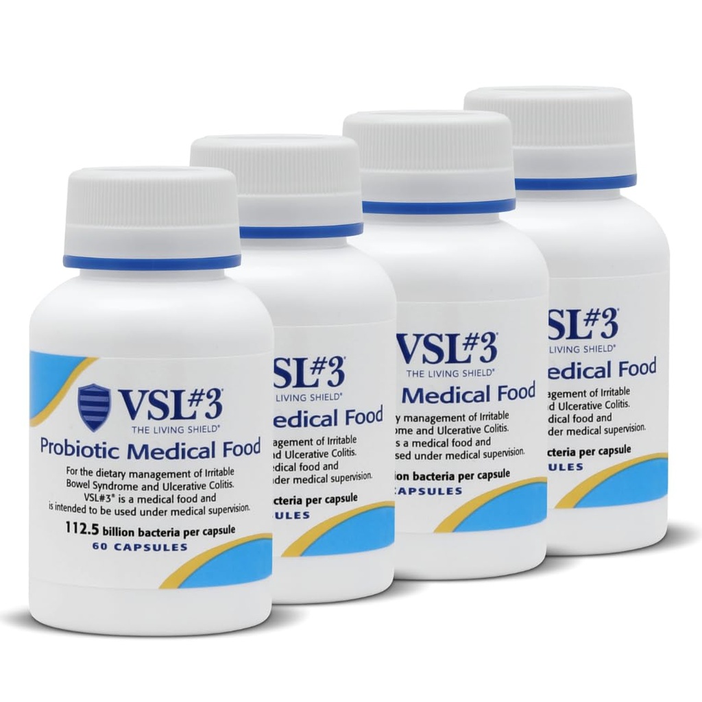 VSL #3® 消化卫生的抗生素,IBS & UC 症状 - 112.5B CFUs,高概率,多轨,活体,冷冻的抗生素,为男女提供古特健康支持的医学食品,240卡普尔