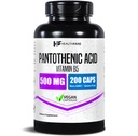 健康 泛神酸500mg 维生素B5 补充 | 200 Vegan Capsules | 超强能量与代谢支持 | Non-GMO,Gluten-Free | | 美国制造