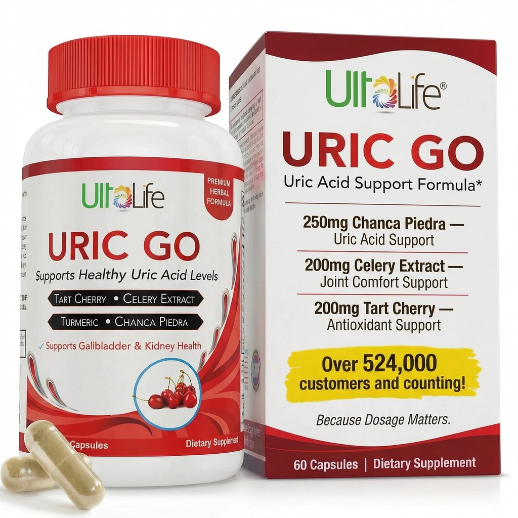#1 URIC GO Uric Acid Cleanse Supports Supports for G.O.U.T - 天然肾脏清洁解毒方程式 Chanca Piedra, Celery种子, Tart Cherry, Cranberry, 石榴, Turmeric, Vegan Non-GMO 60 Capsules (英语).