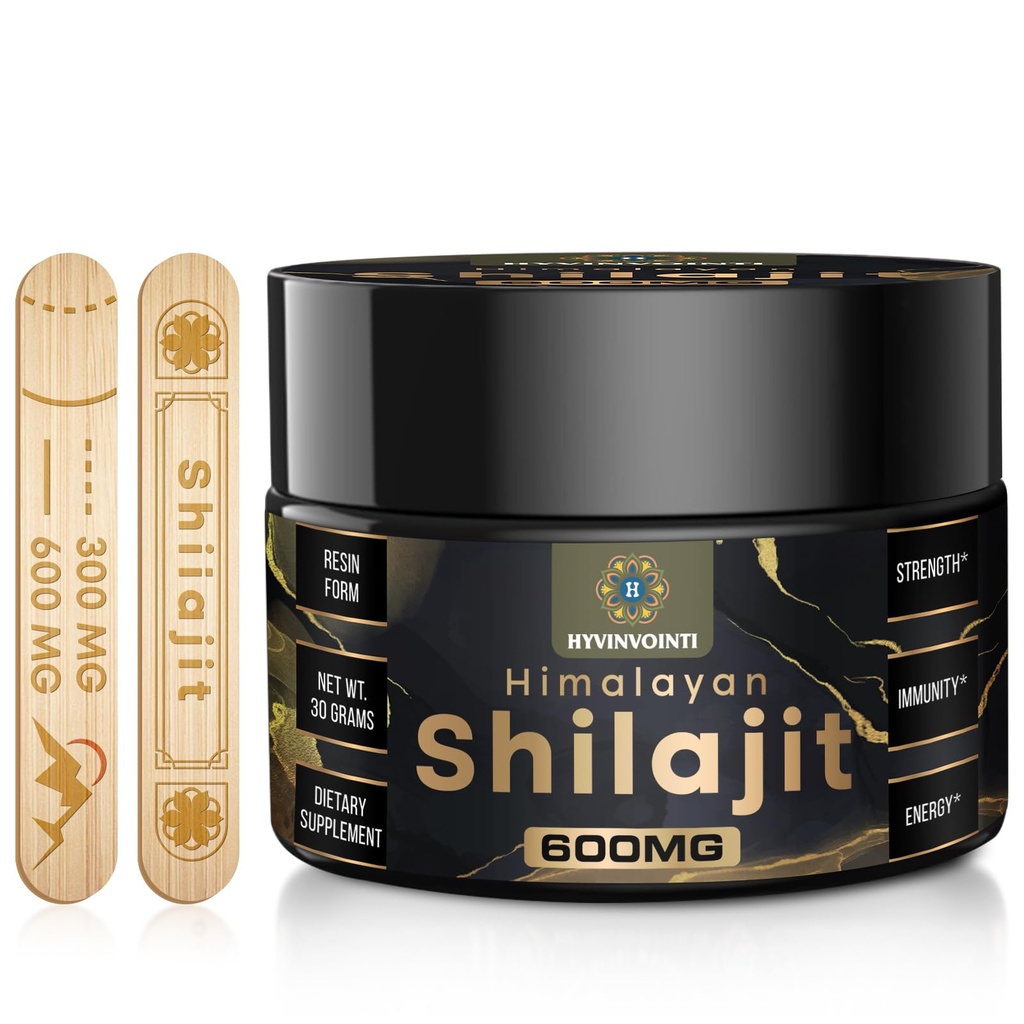 600mg Shilajit 纯喜马拉雅有机物 Shilajit Resin-Shilajit 有机金品级 100% 纯有机物 Shilajit 用于能源和免疫支持,Rich in Fulvic Acid & 85+ Trace Minerals,1 Pack