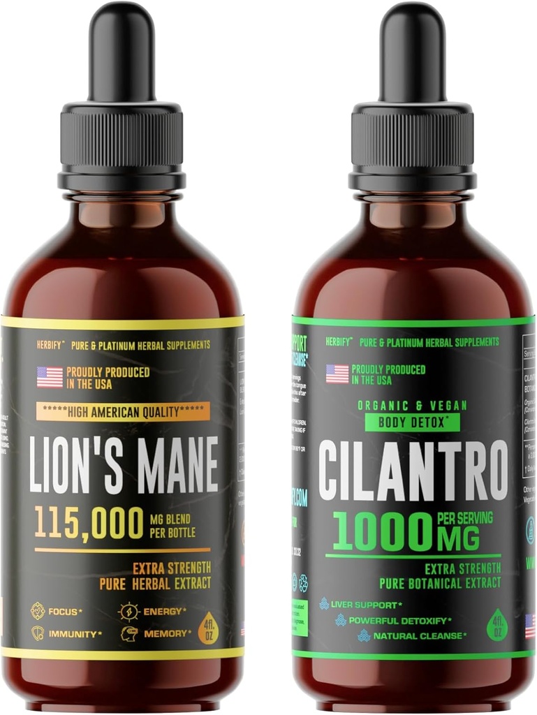 HERBIFY 套装 - 狮子 Mane Drops & Cilantro Tincture - 脑脚和身体解毒