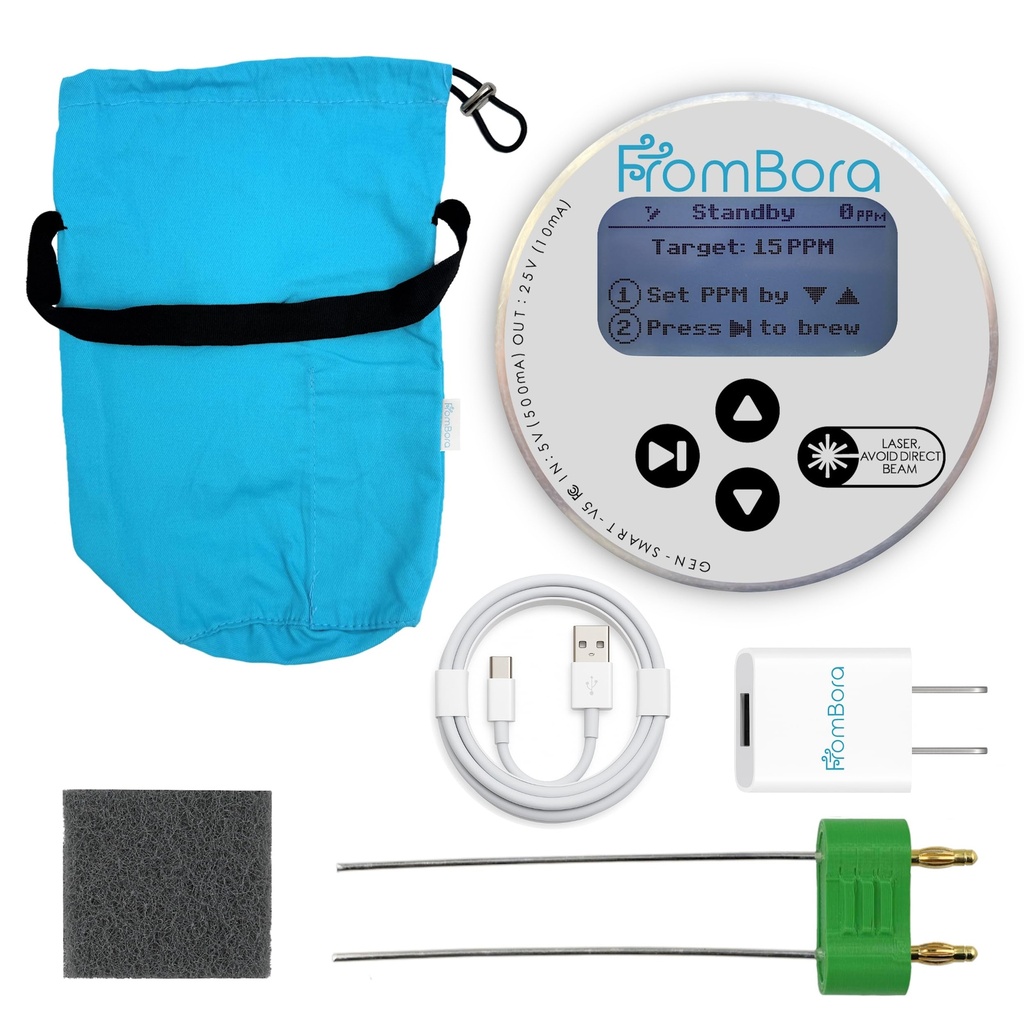 混合式银制发电机箱 — 99.99% (Ag) Rods, TDS Meter, 混合式银制机, 家庭用水电离器机, 旅行袋, FromBora 智能发电机