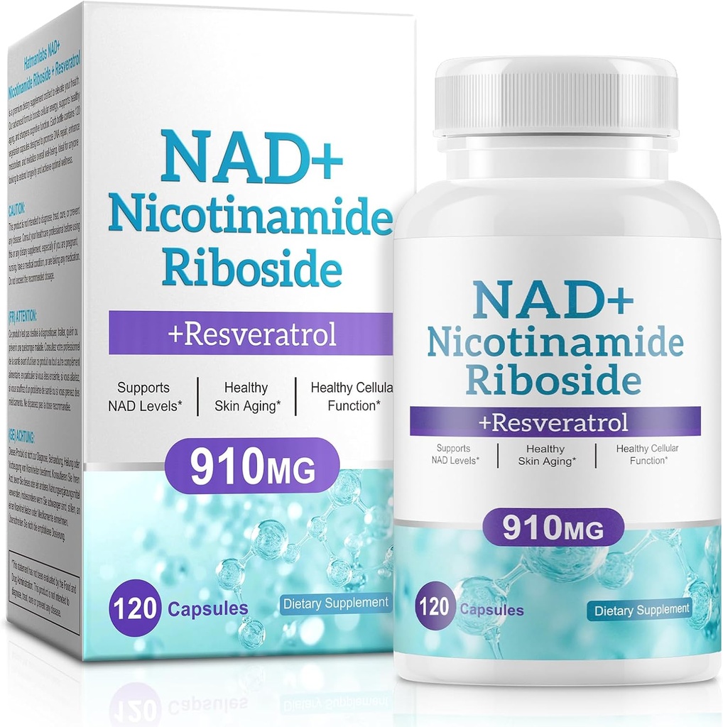 NAD 男女补充——利波索马尔·尼科蒂纳米德·里博赛德,Quercetin,NAD+ 补充Resveratrol 910mg - 支持肌肉,脑,能量,120卡普尔