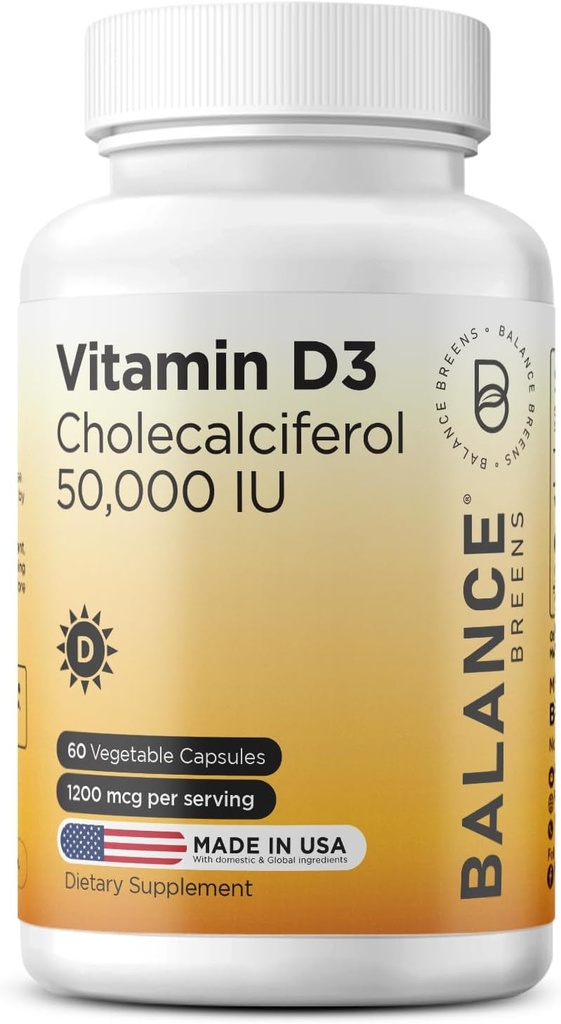 平衡维生素D3 50,000 IU,60 Veggie Capsules - 高潜力,支持Immune和Bone健康 - 每周一次
