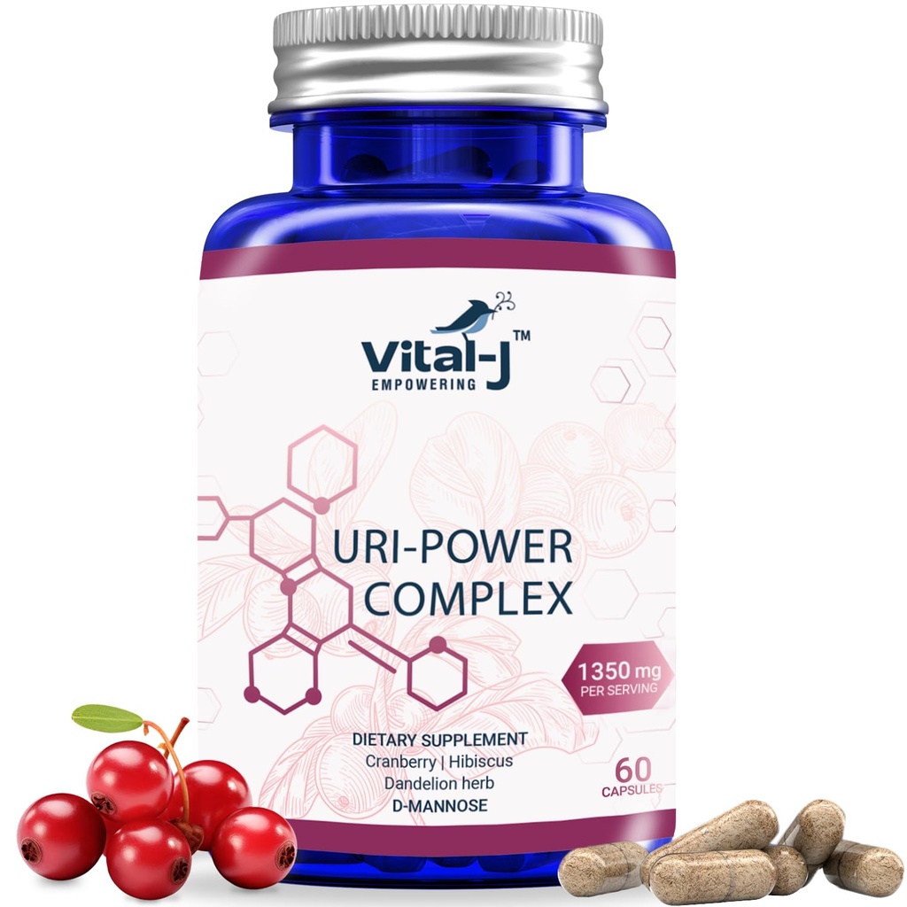 4-IN-1 URI POWER COMPLEX 1350mg - D Mannose, Cranberry, Hibiscus, 和 Dandelion Herb - 自然清洗 Bladder 和 Urinary Tracts 60 胶囊 - UTI 避免的专用方法