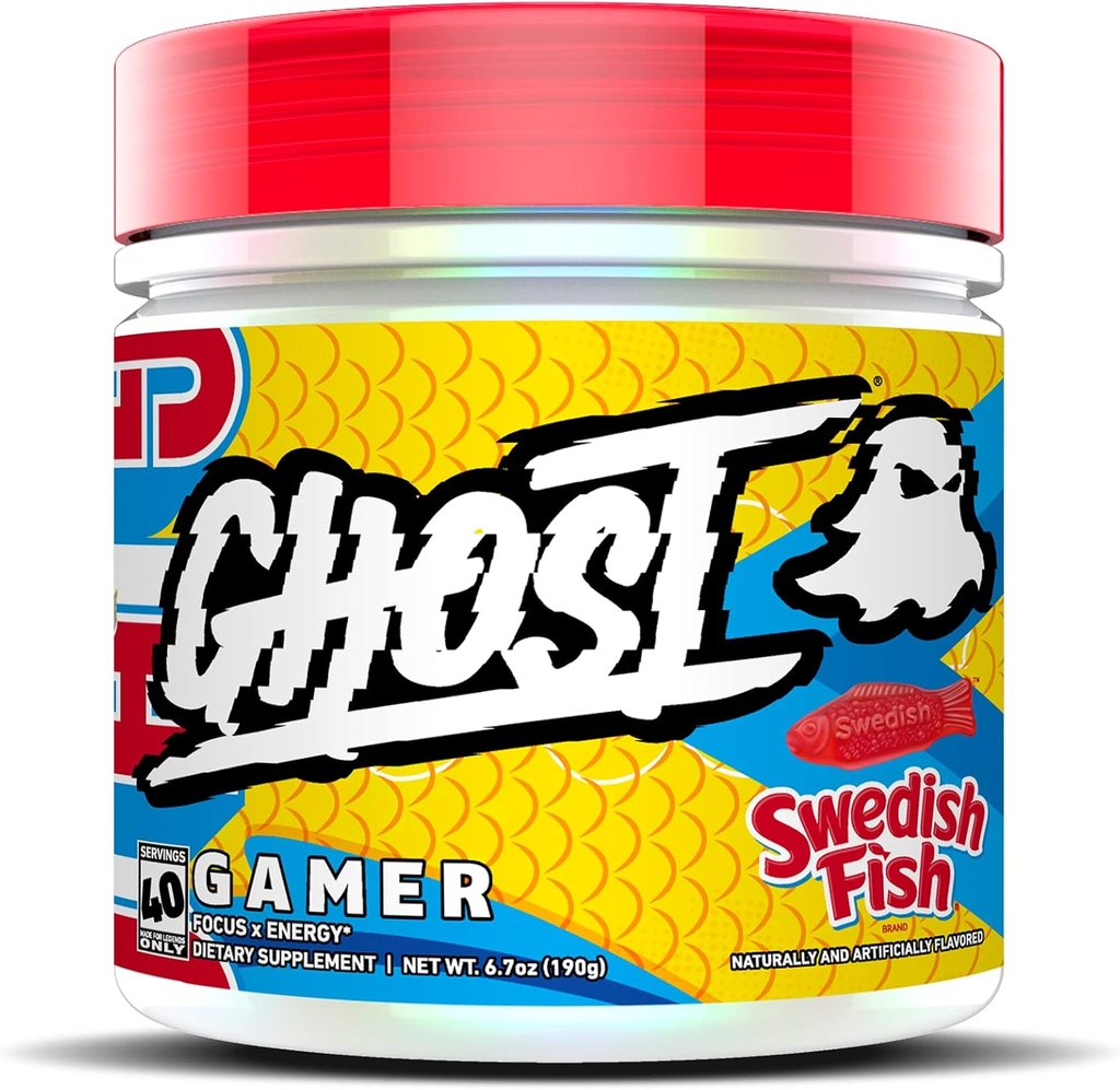 GHOST Gamer:能量和焦点支持公式 - 40 services,瑞典鱼 - Nootrophics & Natural Cafeine for attention, 准确性和反应时间 - Vegan, Gluten-free