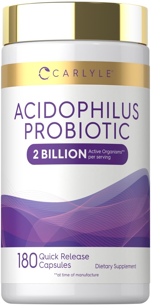 Carlyle Acidophilus 女性和男性消化健康原生素 → 2亿 CPU → 180 快速释放 Capsules → Non-GMO & Gluten Free