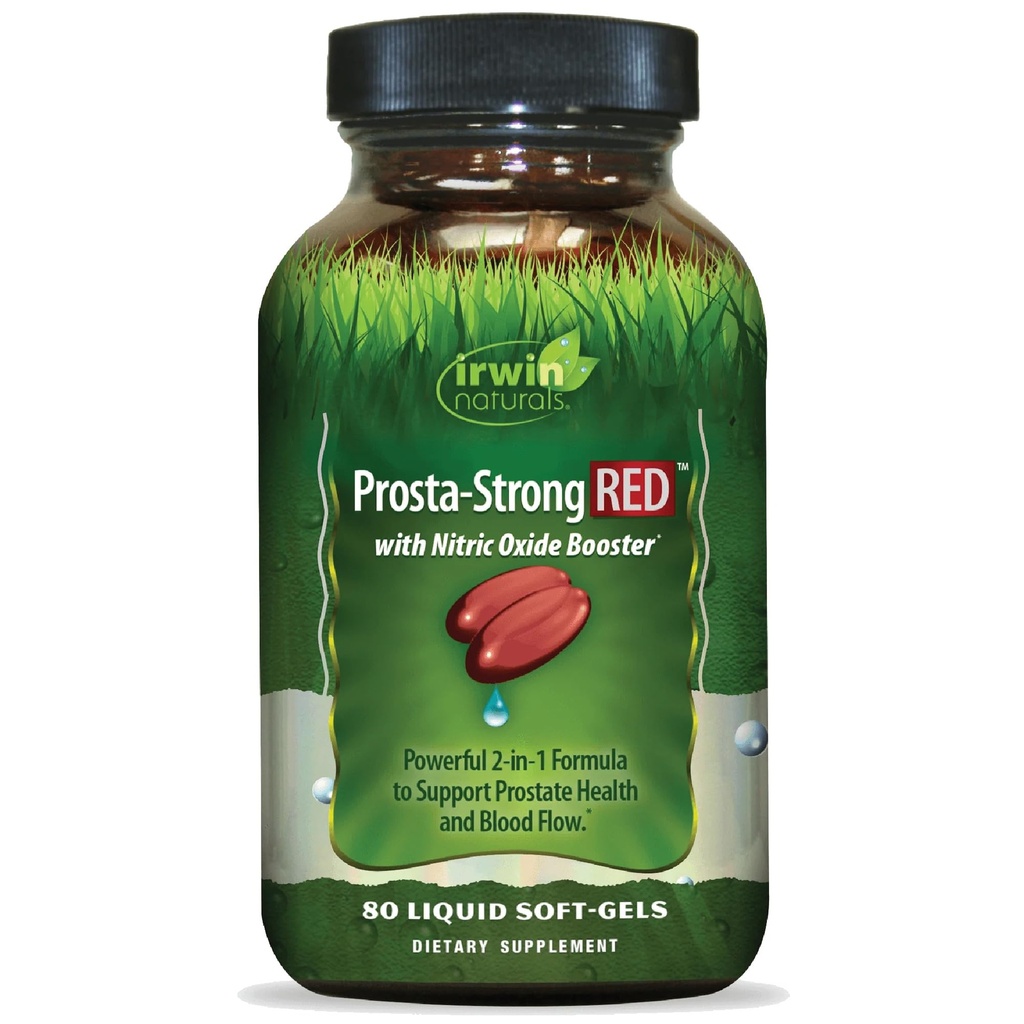Irwin Naturals Prosta-Strong RED 配有 Nitric Oxide Bosters, Saw Palmetto, Lycopene, Pumkin种子 & More - 男子前列腺健康补充剂 - 80 液体软胶