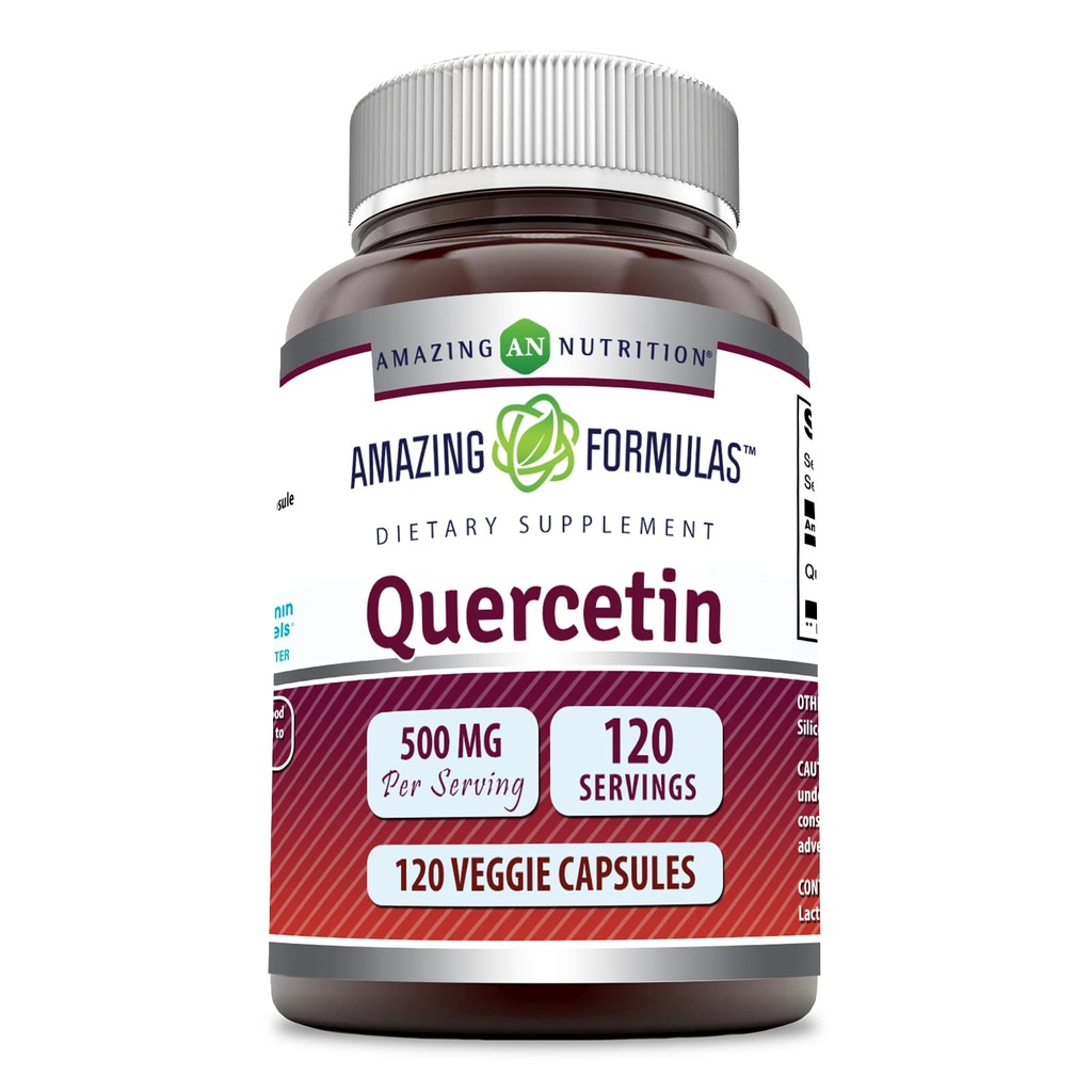 奇异公式 Quercetin 500mg 120 Veggie Capsules 补编 - 非 GMO - Gluten 免费 - 支持整体健康和福祉