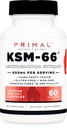 Primal KSM-66 Ashwagandha Complex (60 Capsules / 60 services,600 mg per service) - KSM-66 Ashwagandha 配黑椒抽取剂,无胶质,非GMO