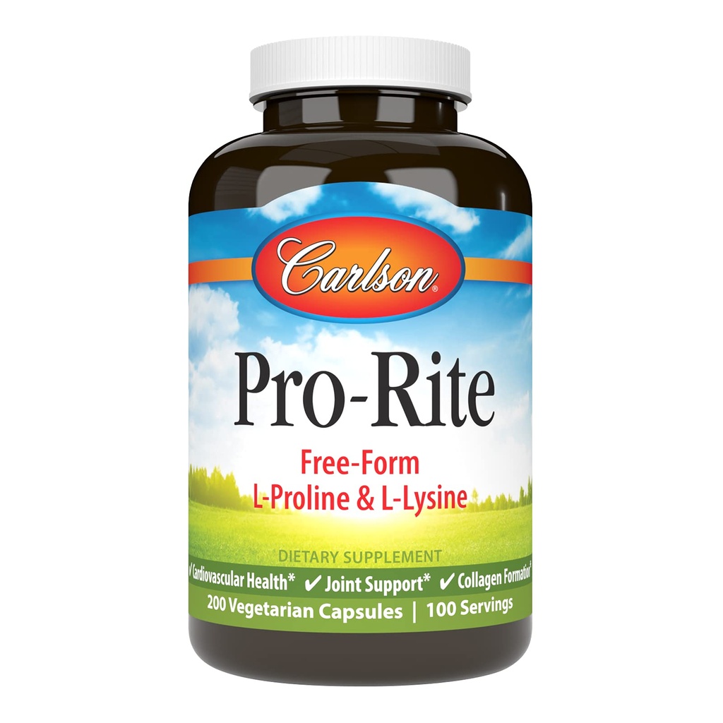 卡尔森 - 亲Rite, Free-Form L-Proline & L-Lysine, 健康, 联合支持和Collagen 组装, 200 Capsules
