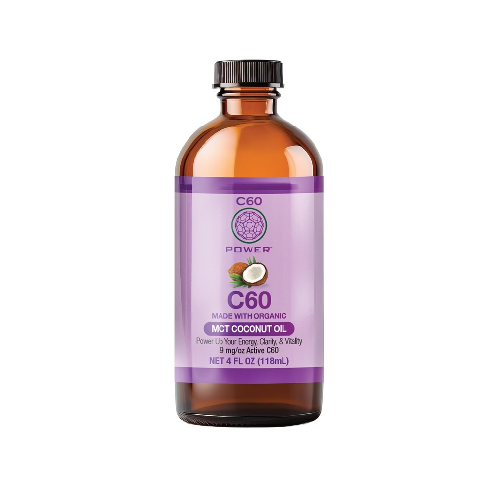 有机MCT椰子油中的C60 Power C60 - 对男女的自然健康支持,99.99%纯碳富勒内斯,促进能源,精神清晰,和Stamina - 4 fl oz瓶