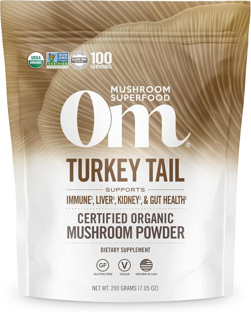 Om 蘑菇超食品 土耳其 Tail 有机蘑菇 Power Pouch, 7.05 Ounce, 100 services, Immune Supports, Polysacchrides, Beta-Glucans, Gut Health & Holistic Defense Mushroom 补编