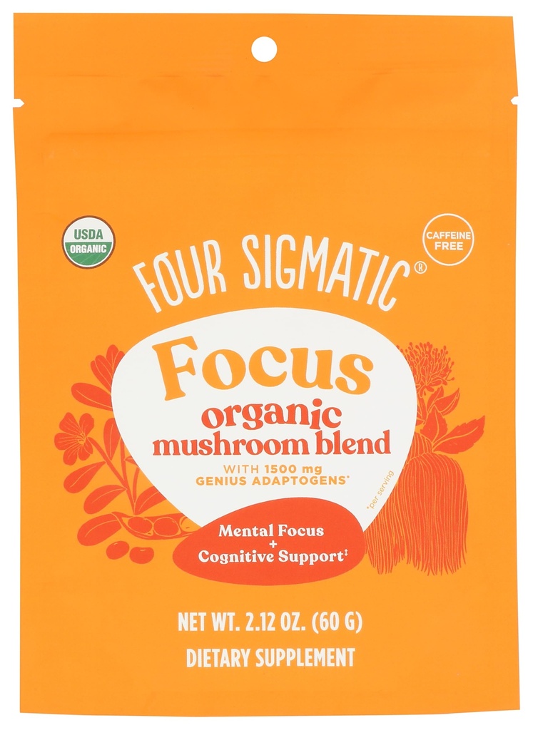 四个Sigmatic Focus 7 超级食品 适应基因 混合混合 与狮子 Mane, Cordyceps, Rhodiola, Bacopa & Mucuna + 生产力和创意支持 + 脱咖啡因和溶解 轻松 + 30 服务