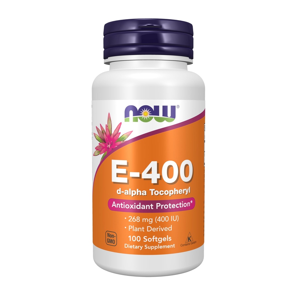 现在的补品,维生素E-400 IU,D-Alpha Tocopheryl,抗氧化剂保护,软胶,100 Counters (Pack of 1)