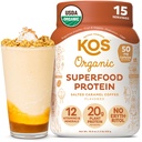 KOS Vegan蛋白粉、盐焦糖咖啡 -- -- 低碳皮蛋白混合剂、维生素和矿物有机植物超食品富集 -- -- Keto、奶制品免费 -- -- 妇女和男子食品替代剂 -- -- 15种服务