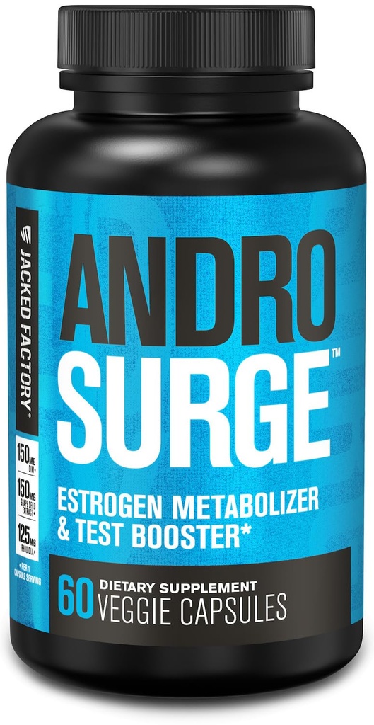 Jacked Factory Androsurge Estrogen Blocker for Men - Natural Testosterone Booster for Men & Estrogen 代谢器与Tongkat Ali, DIM, Long Jack & More - Test Booster & Muscle Builder - 60 计数器
