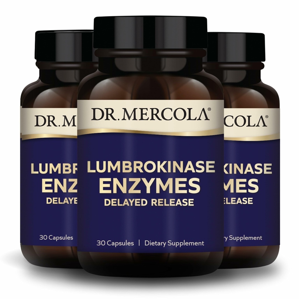 Mercola Lumbrokinase Enzymes博士 - 延迟释放公式 - 心血管和能量支持的饮食补充 - 非GMO,Gluten-Free & Soy-Free - 30 Capsules (30 services), 3 Pack