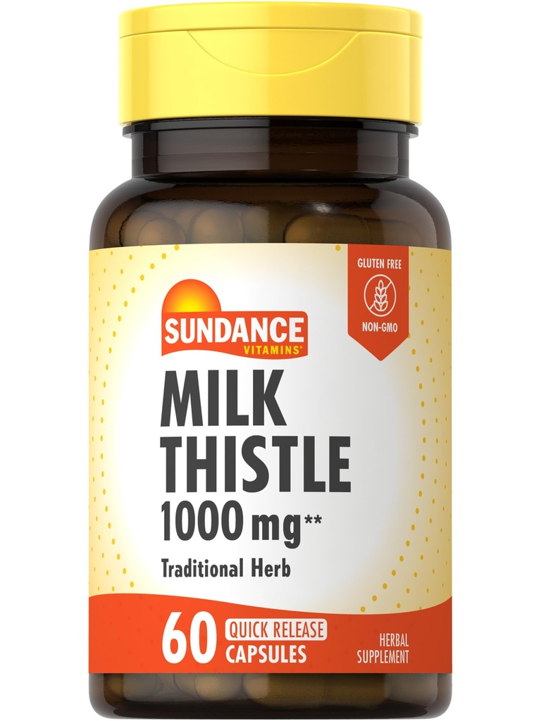 Sundance Milk Thetle 1000mg QQ60 快速释放 Capsules 传统草药补充 QQ Non-GMO 和 Gluten 自由公式