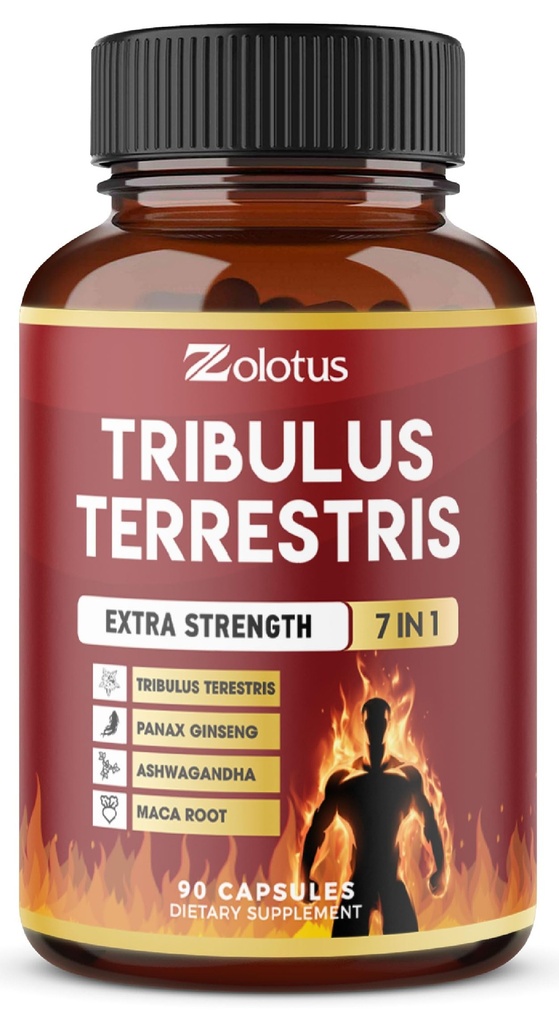 Tribulus Terrestris Capsules 配有 Ashwagndha, Panax Ginseng, Saw Palmetto, Maca, Shilajit - 90 Capsules - 3个月供应