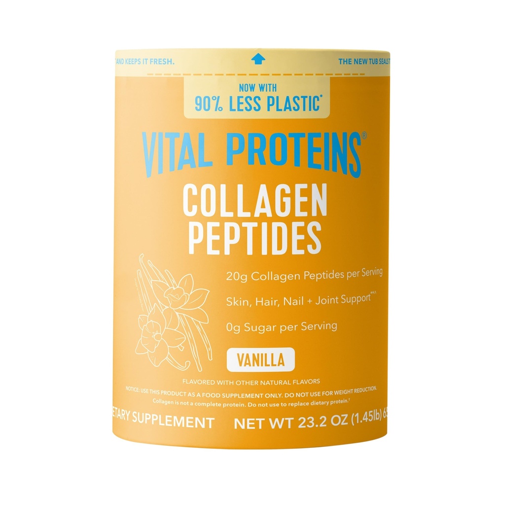 生命蛋白Collagen Peptides Powder - 草药Collagen Peptides for Hair, Nail, Skin, Bone & Joint Health, Vanilla, 23.2 Ounces