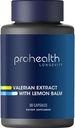 ProHealth Valerian 提取物 + 柠檬浆(60 Capsules) 160 mg Valerian + 80 mg 柠檬浆 → 放松与睡眠支持 → 无晨光 Groggness → Vegan → Gluten Free → Soy Free
