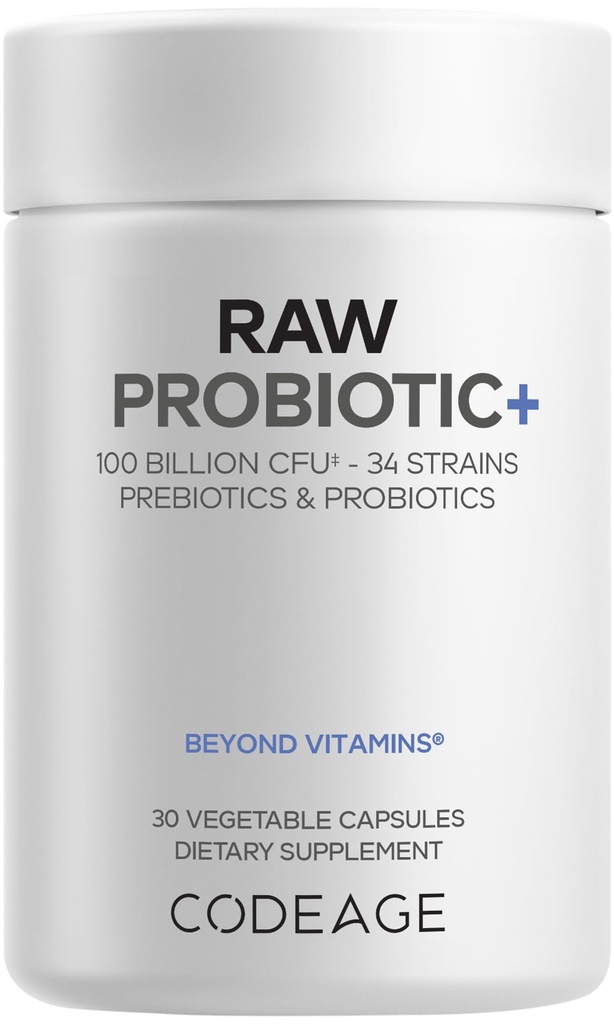 编码 原始Probiotic+ 补充 - 34 Probiotic Strains, 100亿 CMUs, 原始全食品 Probiotics, 消化酶, 原始水果和蔬菜 预生 - Wild Kefir文化 - 非GMO - 30 Capsules