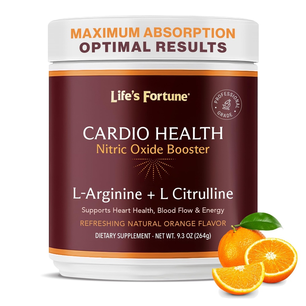 生活财富 5000mg L-Arginine 补充粉末 & 1000mg L-Citrulline 高发性硝酸盐健康促进剂 耐力 锻炼性能 天然橙色火焰(20种服务)