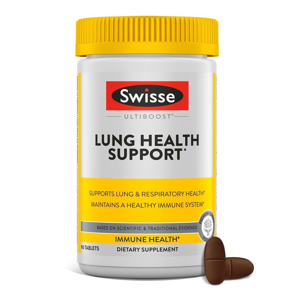 Swisse Lung Detox and Cleanse + 肺部支持补充和呼吸卫生,配有Mullein Leaf提取,Reishi, Astragalus → 配有锌和维生素C的健康免疫系统 → 90片