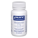 纯封装 Melatonin 3 mg - 支持自然睡眠的抗氧化剂补充剂和偶尔睡眠失眠的救济 - 用于自然睡眠支持* - 60 Capsules