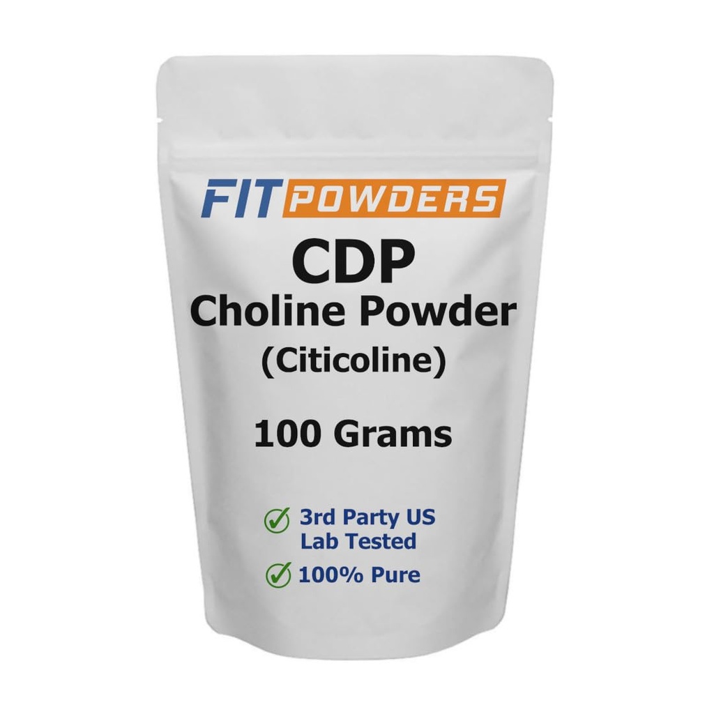 Citicoline Powder, CDP Choline Power Prure with Scoop, 非GMO, 记忆和学习认知补充(100格拉姆)
