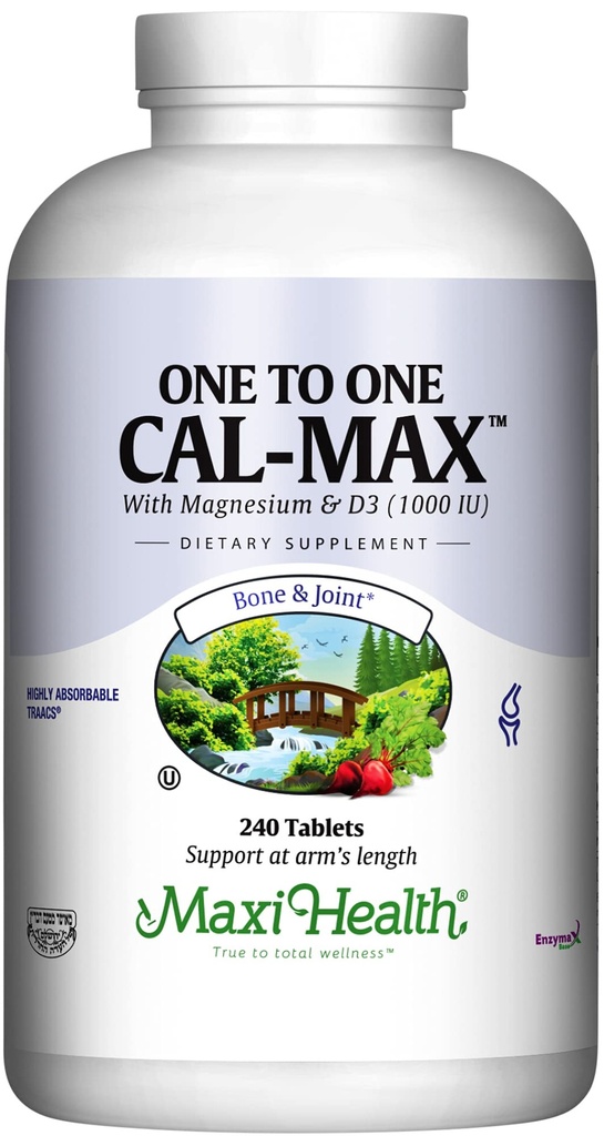 Maxi Health 500 mg Calcium 补充维生素D3(1 000 IU)和镁(500 mg) -- -- 骨骼、牙齿和男女联合支助 -- -- 240片