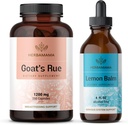HERBAMAMA山羊的Rue和Lemon Balm Kit - 1200毫克山羊的Rue Capsules和Lemon Balm液滴 4 fl z - Vegan, Non-GMO,糖和无酒精 - 2 pack