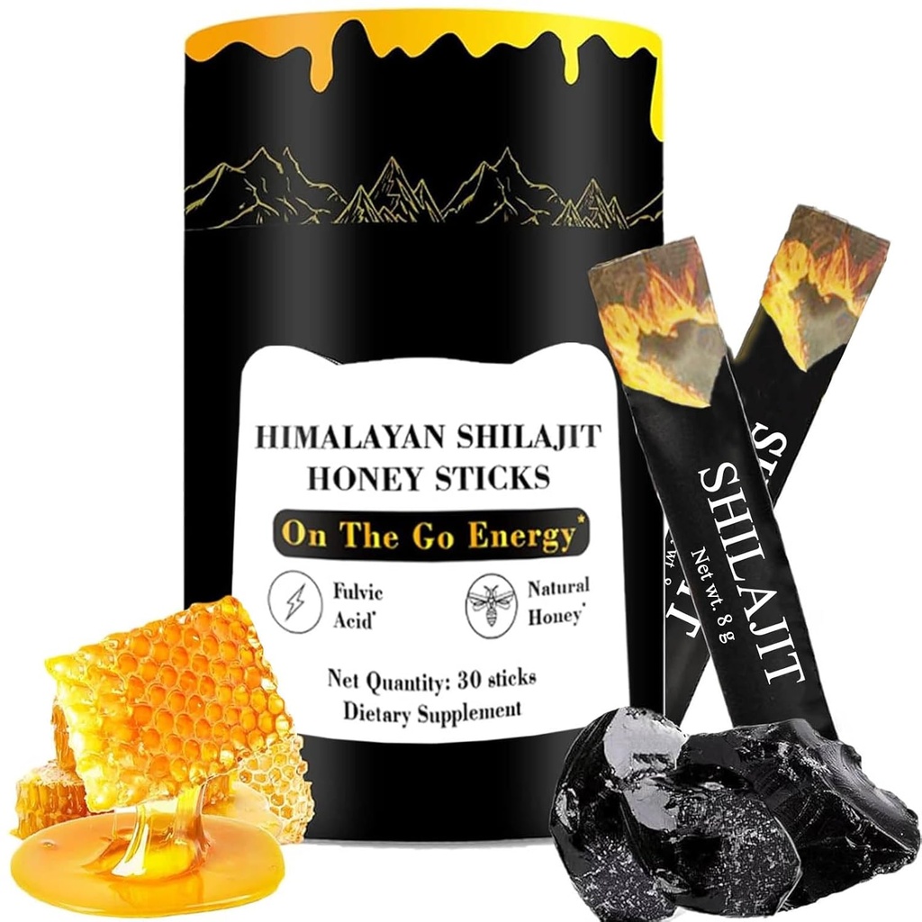 Shilajit 蜜棒 喜马拉雅 Shilajit 蜜棒 纯喜马拉雅 Resin, Honey & Saffron, 30 高吸收棒 能源,强力和认知支持