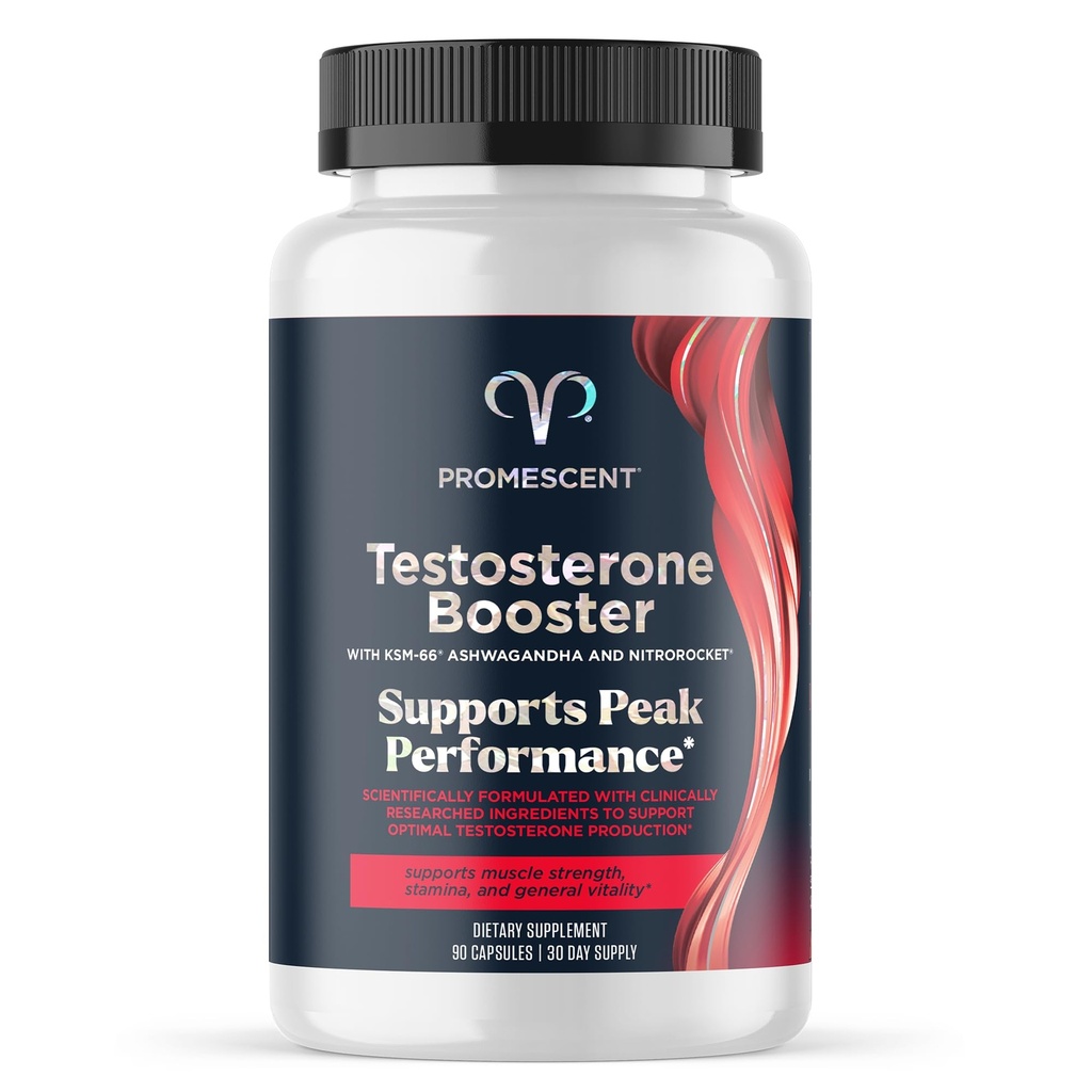 Promescent Testosterone Buster for Men Supplement w/Tongkat Ali(长杰克),KSM-66 Ashwagandha,山羊杂草,Fenugreek & Tribulus Terrestris, 支持自然能源,Stamina & Force, 90 Capsules