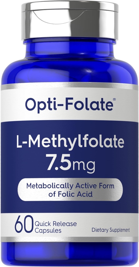 Carlyle L 甲基folate 7.5 mg → 60 Capsules → 优化和激活 → N-GMO, Gluten Free → Methy Folate, 5-MTHF → 由 Opti-Folate公司制作 →