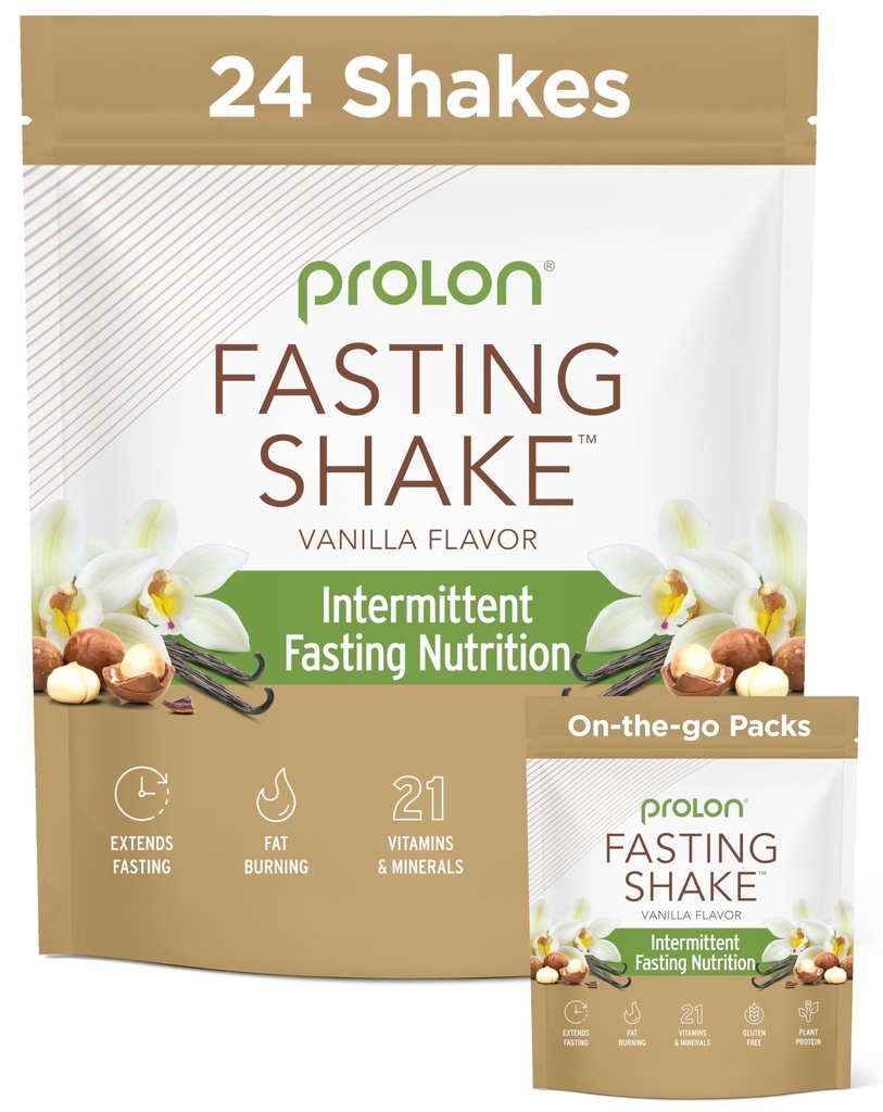 Prolon Intermittent fasting drink Mix QQ 摇摆 用于间歇性快餐 维生素 纤维 植物蛋白 QQ Keto, Vegan, Gluten Free, 奶油 自由 QQ 香草 2x12 ct Bags(共计24个服务)