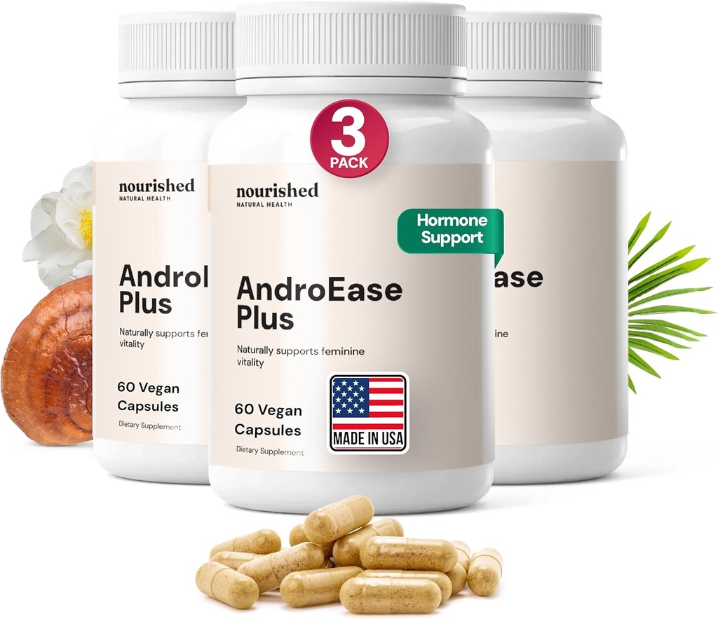 营养的AndroEase Plus -- -- 妇女自然平衡补充 -- -- 配有锌和Saw Palmetto的Vegan公式 -- -- 每日健康与生命的180顶盖 -- -- 在美国制造