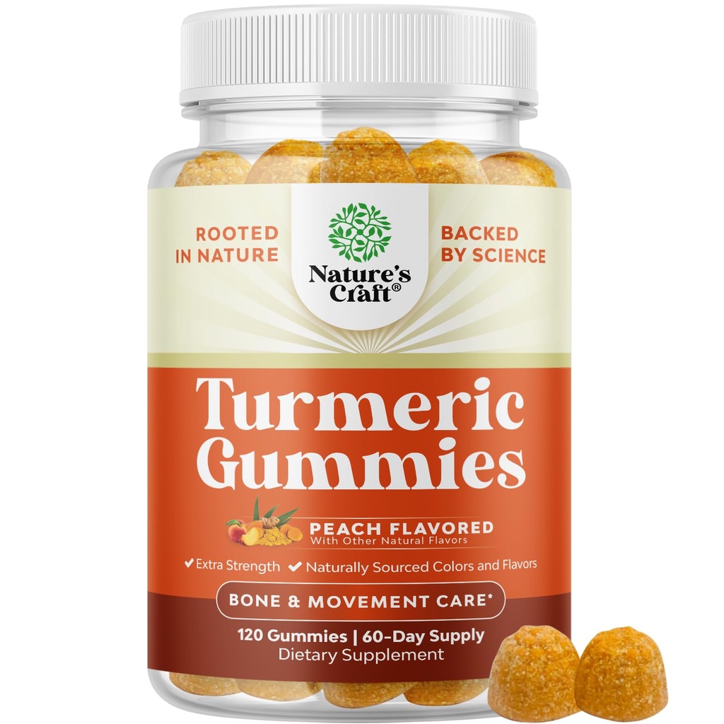 成人桃花果(Turmeric Gummys for Adults Peach Flavor) - 配有Turmeric Curcumin配有黑色胡椒抽取剂和姜汁的超强联合支持 成人桃花果