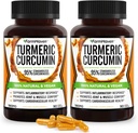 Turmeric Curcumin with BioPerine Black Pepper & 95% Curcuminoids, Curcuminoids, 最大吸收量用于联合支持, 非GMO Turmeric Capsules, 在美国制造 - 180 Veg Caps
